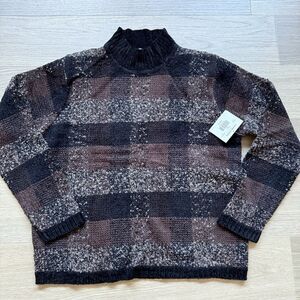 Vintage Valerie Stevens Sweater Women Medium 90s Y2K Mock Checks Paid